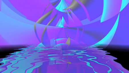 Abstract  background with geometric shapes reflecting in waterの写真素材