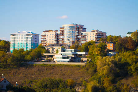 Big custom built luxury modern house on the rockの写真素材