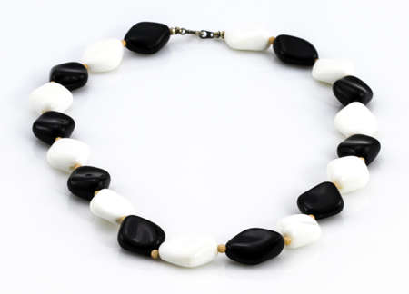 Decoration of  beads  black and white stones  Plastic retro beadsの写真素材