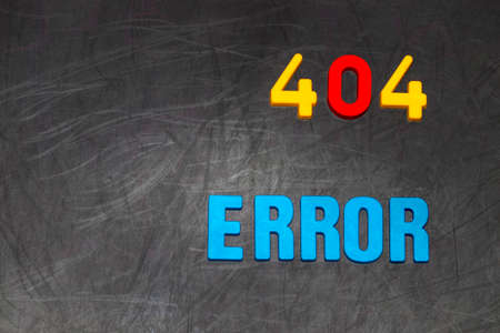 404 error message colored letters on black Boardの写真素材