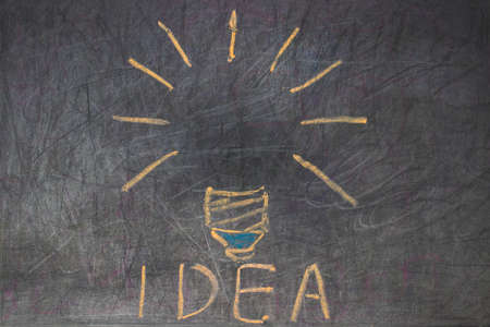 Inspiration concept crumpled light bulb metaphor for good ideaの写真素材