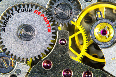 The clockwork old mechanical  high resolution with words Submit Your Reportsの写真素材