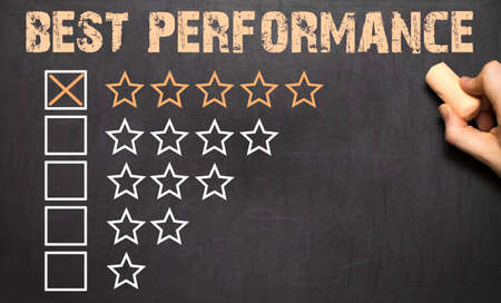 Best Performance five golden stars on Chalkboardの写真素材