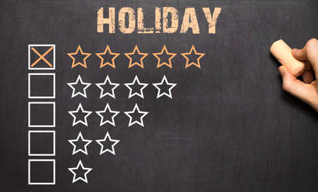 Best holiday five golden stars on Chalkboardの写真素材