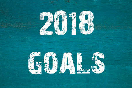 Concept, 2018 goals - phrase written on old green background.の写真素材