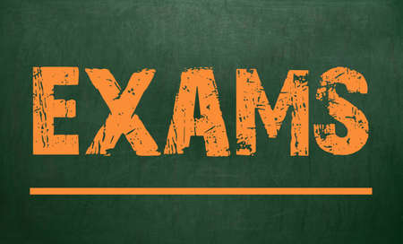 Exams / are written on a chalkboard. Blackboard.の写真素材