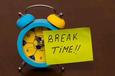 Break time concept with classic alarm clock.の写真素材
