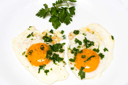 Two eggs on a plate. Healthy Breakfast. Proper nutrition.の写真素材