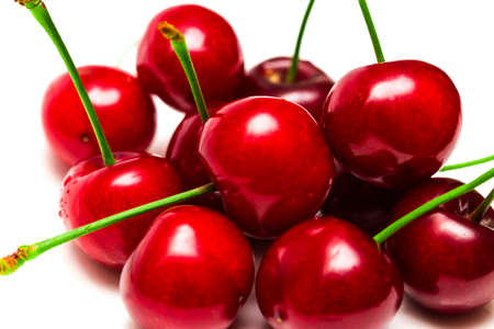 The cherries isolated on the white background