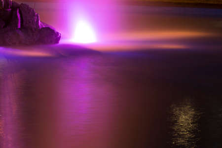 fountain with colorful illuminations at night. Ukraine.の写真素材