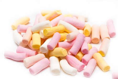 colorful marshmallows candy isolated on white background.の写真素材