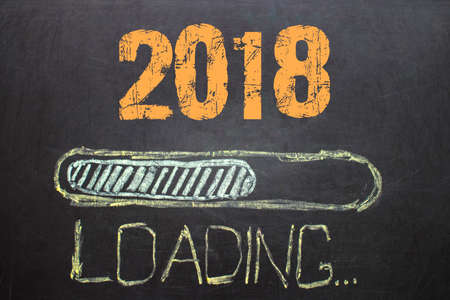 Loading New Year 2018 on  black background  Blackboardの写真素材