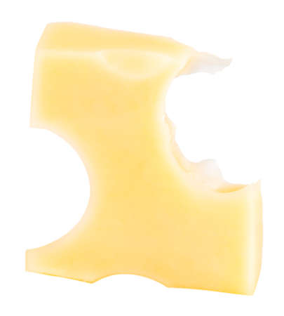cheese cube slice isolated on a white background.の写真素材