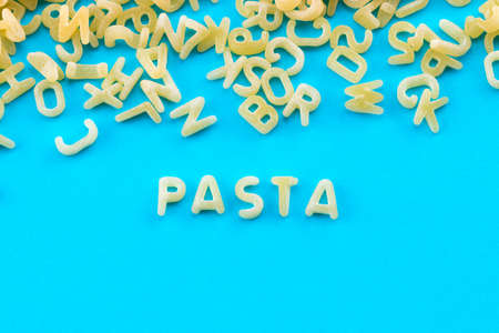 conceptual photo of text created from pasta letters - pasta.の写真素材