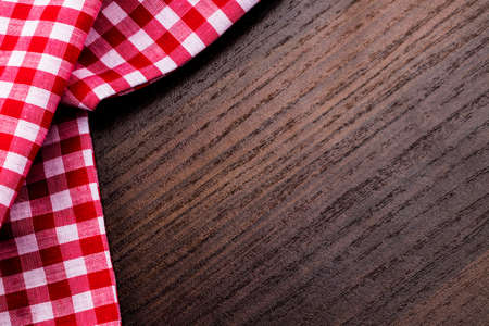 Napkin on the wooden background with copy space. Top view.の写真素材