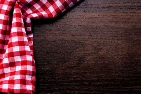 Napkin on the wooden background with copy space. Top view.の写真素材