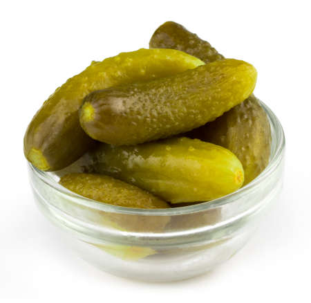 marinated pickled cucumbers isolated on white background.の写真素材