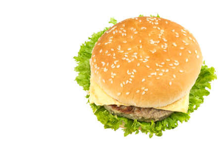 fresh tasty burger isolated on white background.の写真素材