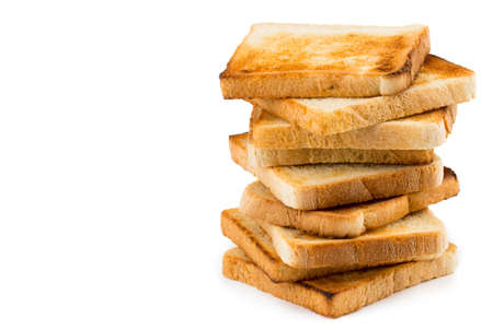 stack of toast Bread isolated on white background with copy space.の写真素材