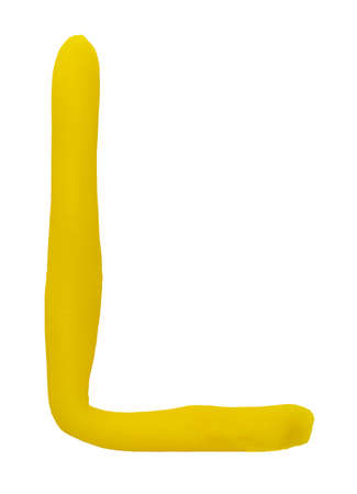 Plasticine letter L isolated on a white background.の写真素材