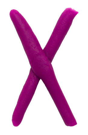 Plasticine letter X isolated on a white background.の写真素材
