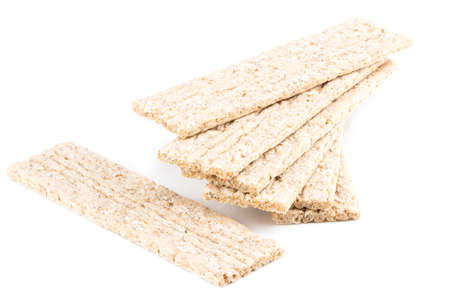 Crispy  dietary  fitness bread isolated on white background. Food for weight loss.の写真素材