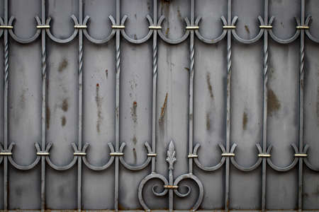 wrought-iron gates, ornamental forging, forged elements close-up.の写真素材