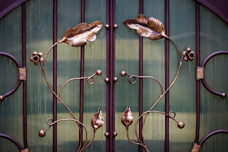 wrought-iron gates, ornamental forging, forged elements close-up.