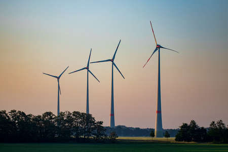 group of windmills for renewable electric energy production.の写真素材