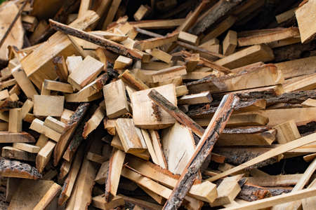 used wooden boards, bars, slats are a bunch.の写真素材