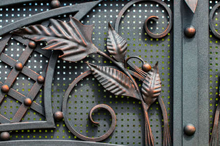 wrought-iron gates, ornamental forging, forged elements close-up.
