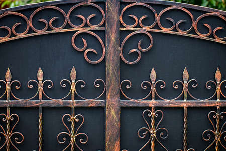 ornate wrought-iron elements of metal gate decoration.の写真素材