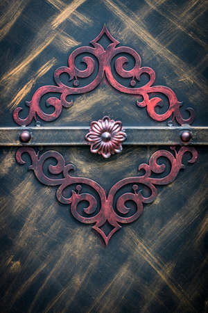 wrought-iron gates, ornamental forging, forged elements close-up.の写真素材