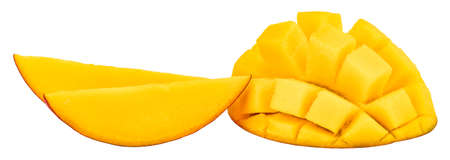 mango slice isolated on white background Clipping Path.の写真素材