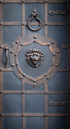 wrought-iron gates, ornamental forging, forged elements close-up.の写真素材