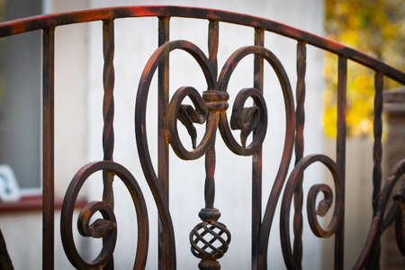 beautiful decorative metal elements forged wrought iron gates.の写真素材