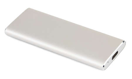 External hard disk isolated on whiteの写真素材