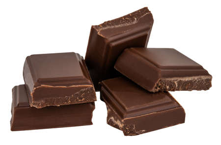 Milk chocolate pieces isolated on white background.  With clipping path.