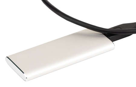 External hard disk isolated on white background. USB 3.1, Type C.の写真素材