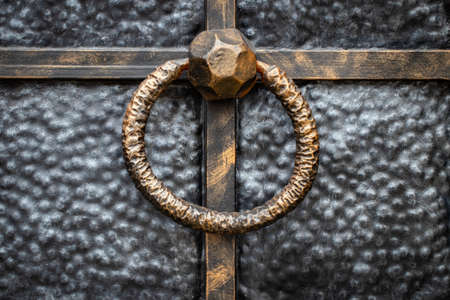 Beautiful decorative metal elements forged wrought iron gates.の写真素材