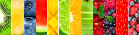 Collage of fresh color fruit.の写真素材