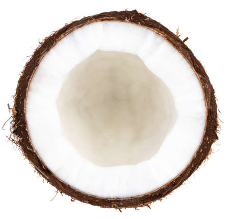 Half coconut top view isolated on white.の写真素材
