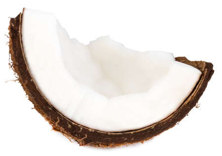 Coconut pieces isolated on white background with clipping path.