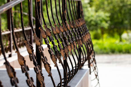 beautiful decorative metal elements forged wrought iron gates.の写真素材