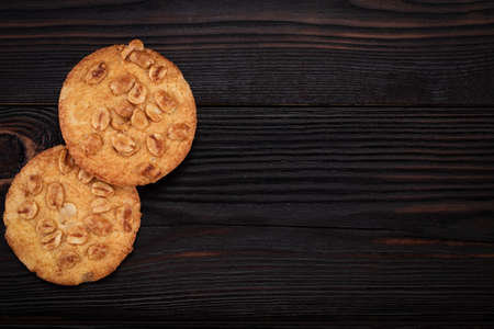Homemade cookies on wooden table  with copy space.