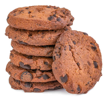 Chocolate chip cookie isolated on white background.