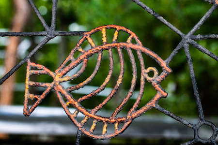wrought-iron gates, ornamental forging, forged elements close-up.の写真素材