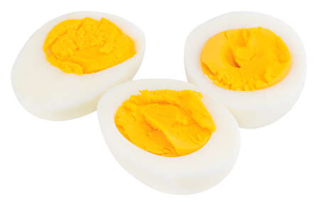 Boiled eggs isolated on white background.