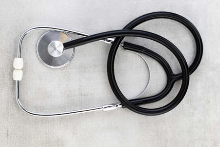Stethoscope on a grayの写真素材