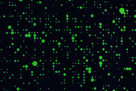 background texture. Abstract green circles on a black background.
